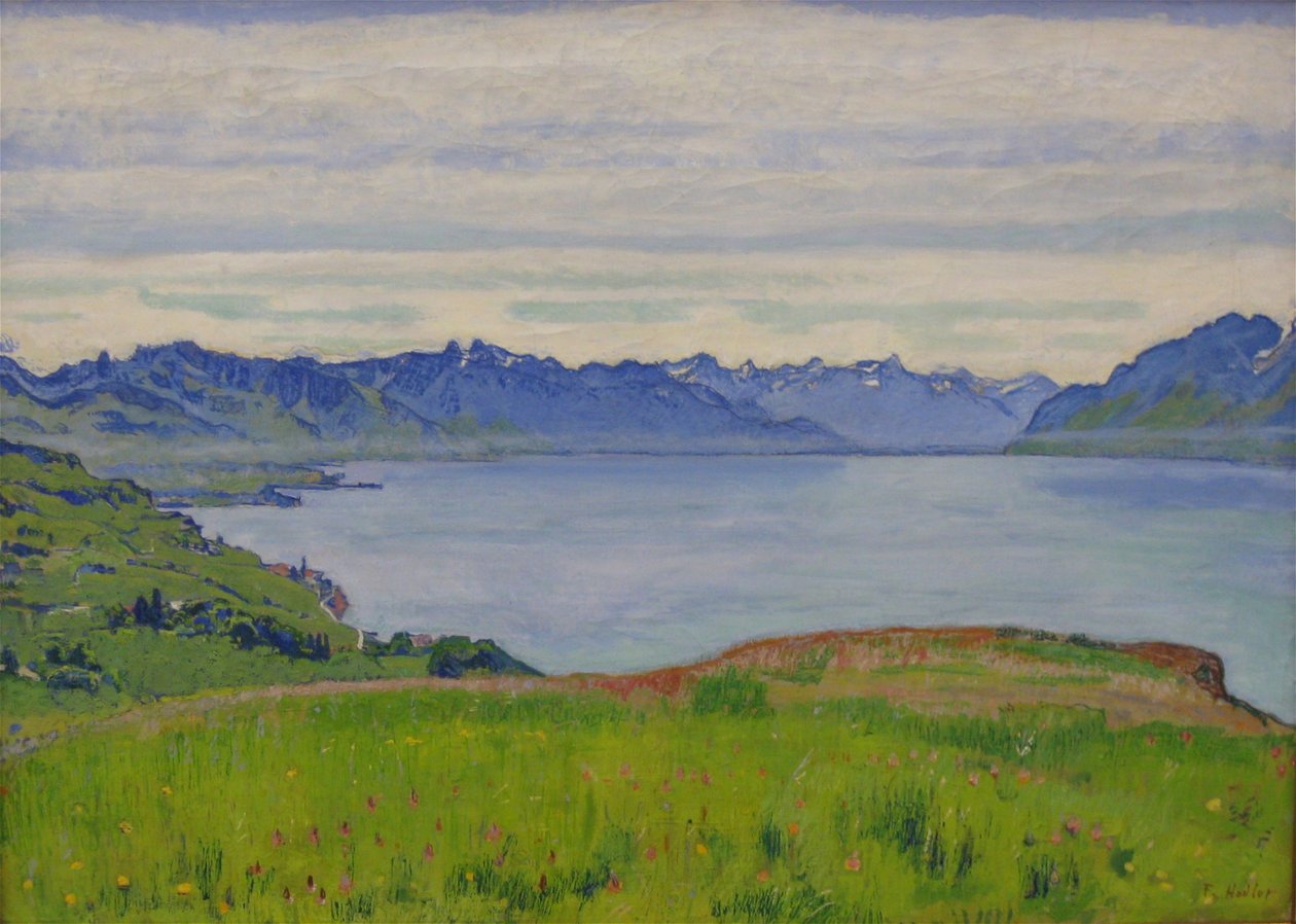 Landskab ved Genevesøen med udsigt mod Valais af Ferdinand Hodler