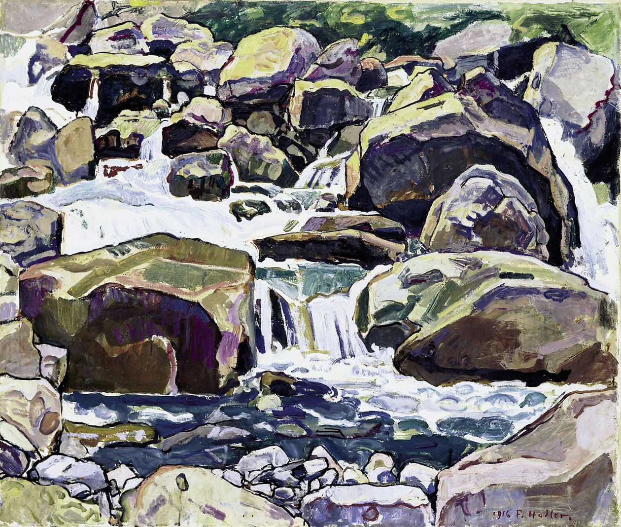 Bjergstrøm nær Champéry af Ferdinand Hodler