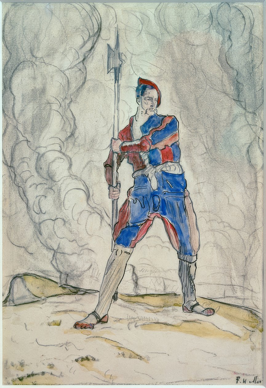 Stående Landsknecht, Studie til slaget ved Marignano af Ferdinand Hodler