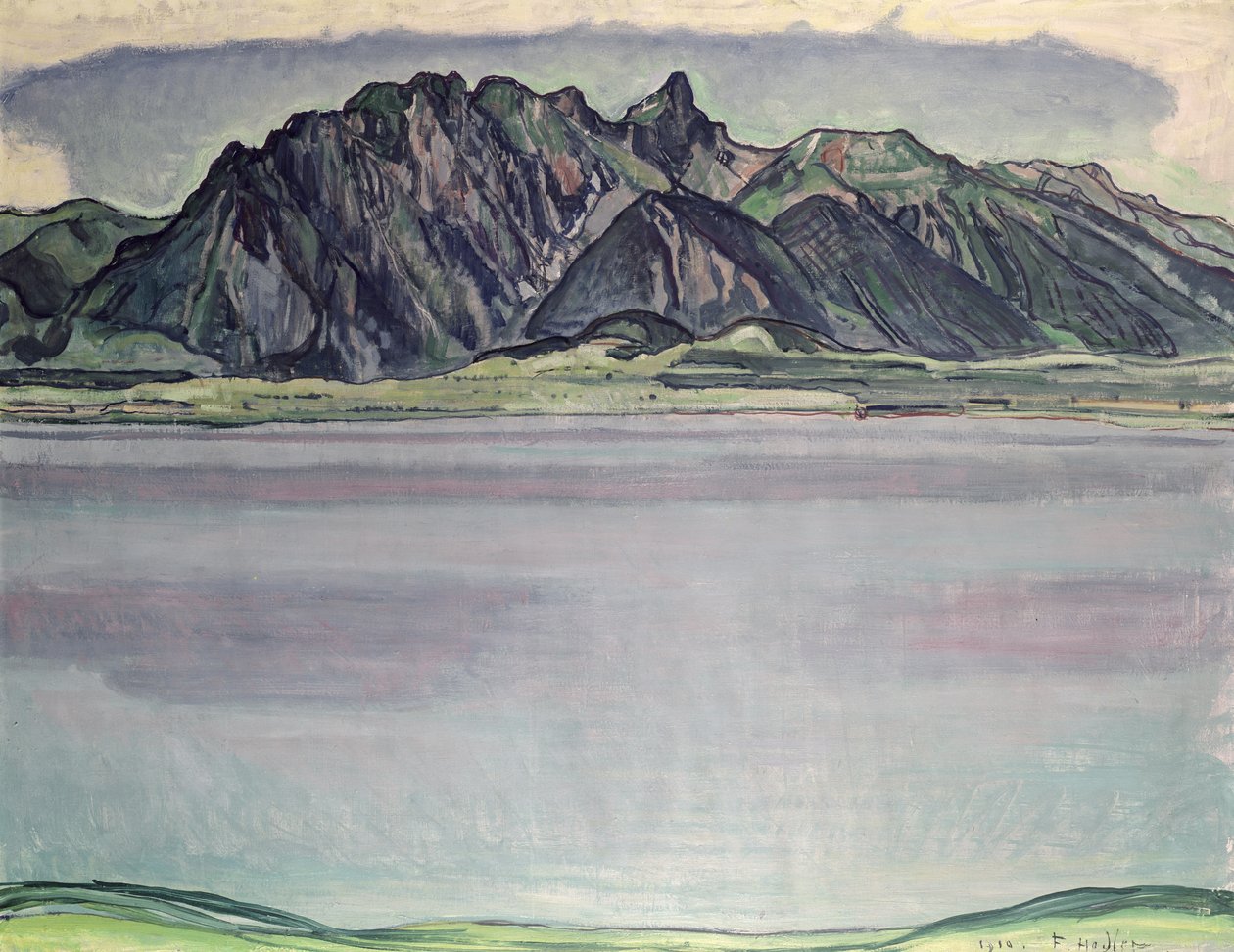 Thunersee med Stockhorn-bjergene, 1910 af Ferdinand Hodler