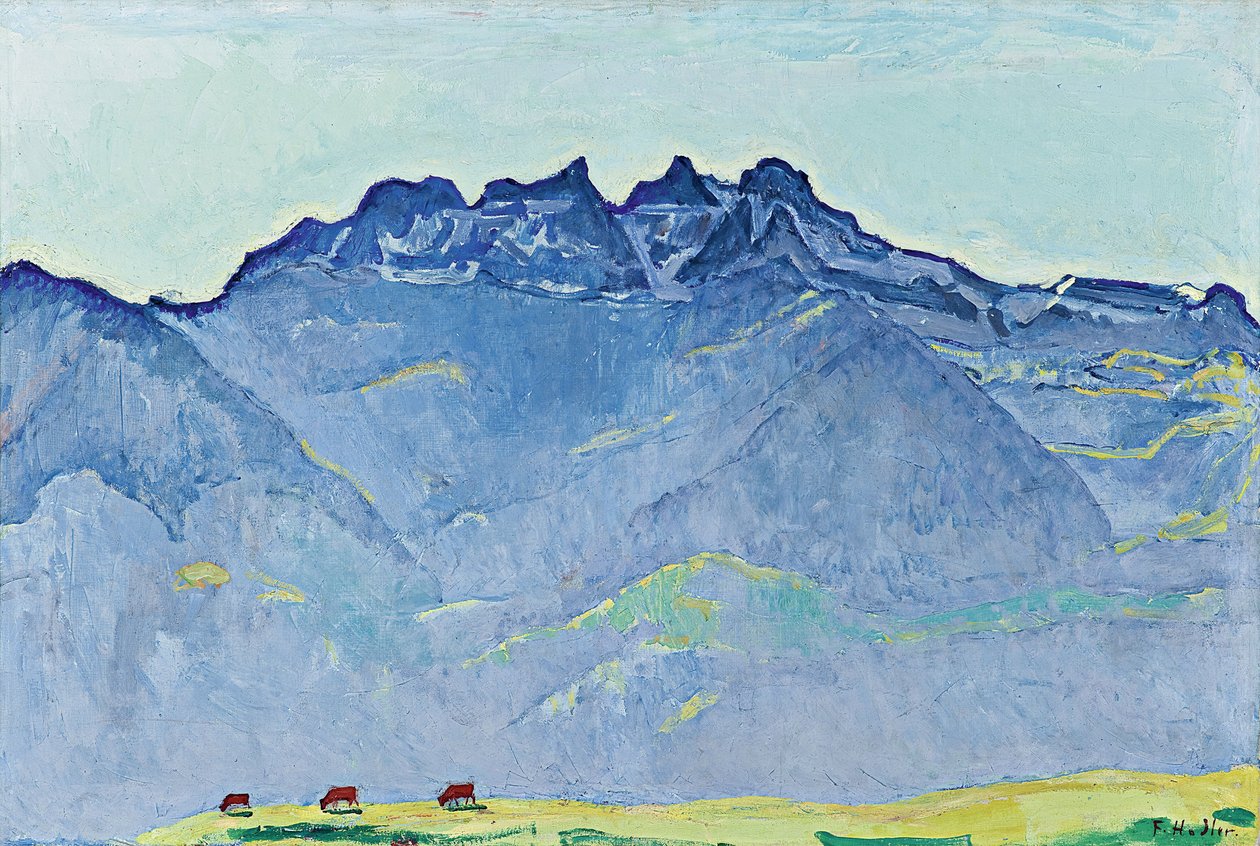 Udsigt over Dents-du-Midi fra Champéry af Ferdinand Hodler