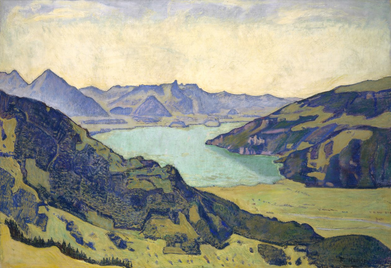 Udsigt over Thun-søen fra Breitlauenen, 1906 af Ferdinand Hodler