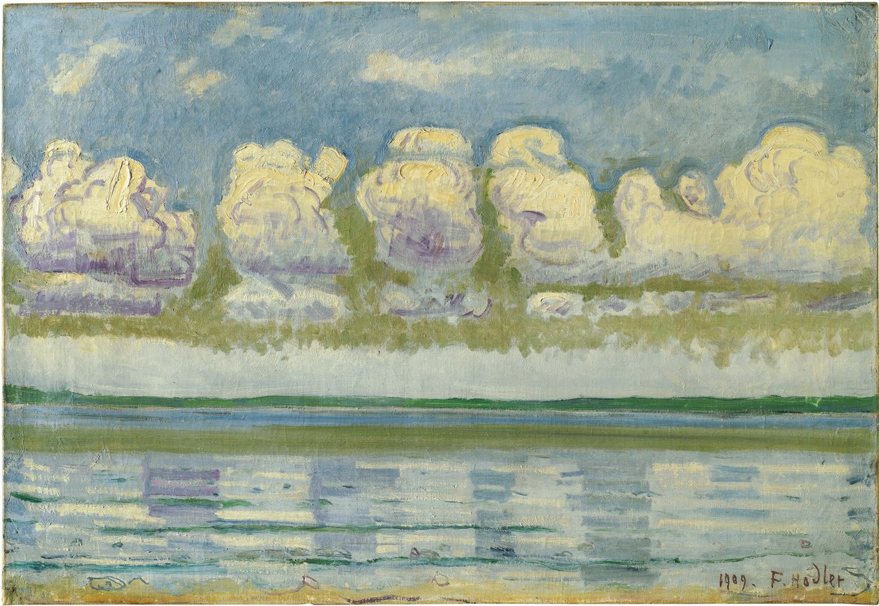 ""Udsigt over Genevesøen og den schweiziske jura"" (Genèvesøen med den schweiziske jura) Maleri af Ferdinand Hodler (1853-1918) af Ferdinand Hodler