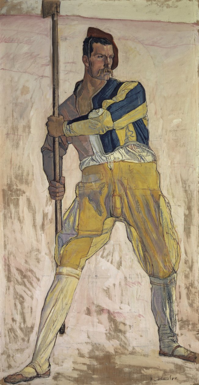 Kriger med hellebard, ca. 1898 af Ferdinand Hodler