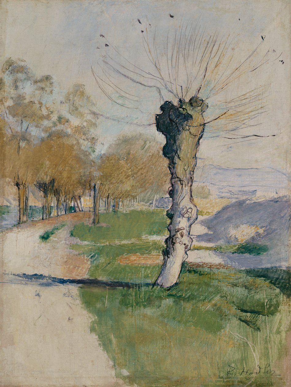 Willow Tree at the Junction, eller Willow Tree in Spring, ca. 1885 (olie på lærred) af Ferdinand Hodler