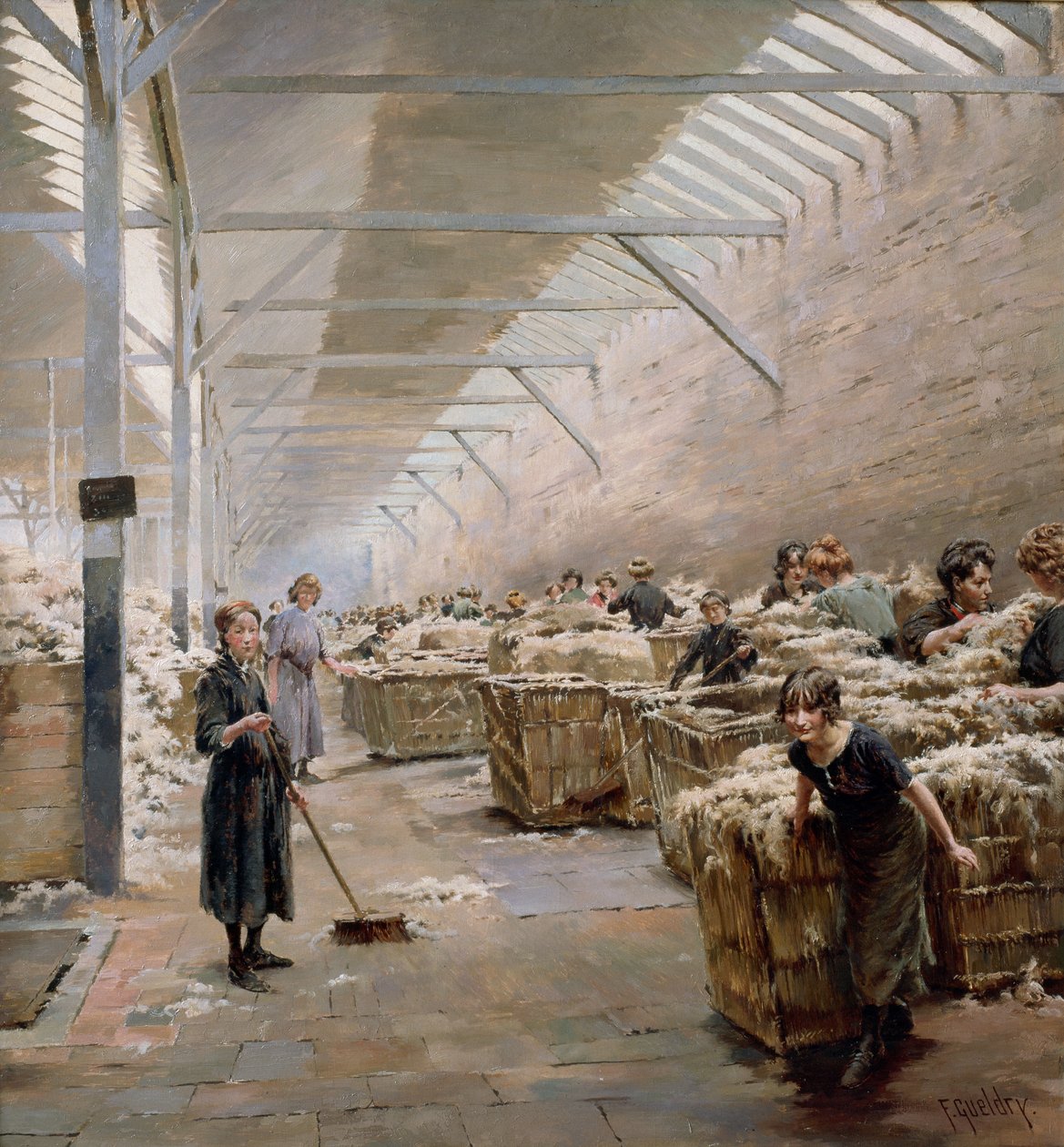 Vævning, uldsortering, 1913. af Ferdinand Joseph Gueldry
