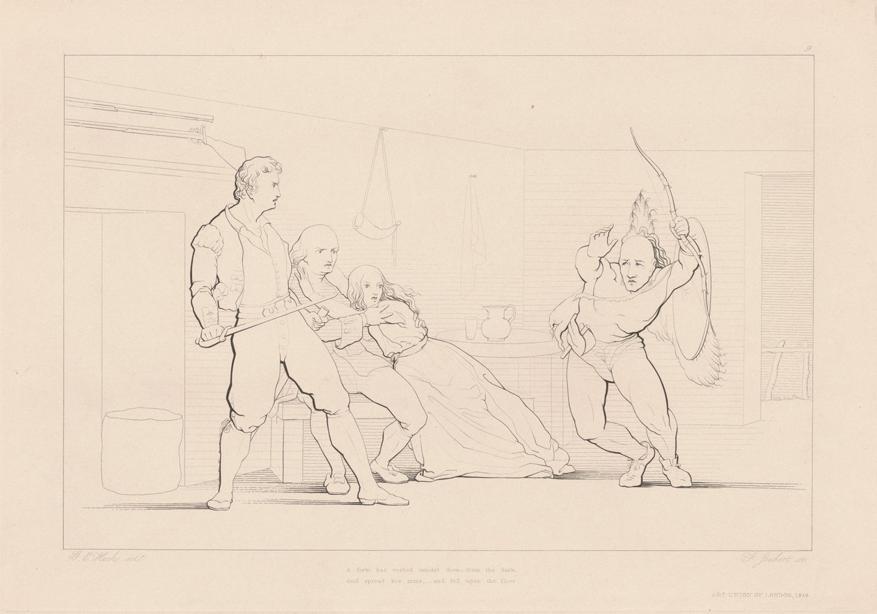 En Form har styrtet midt imellem dem fra Mørket af Ferdinand Joubert, after George Elgar Hicks