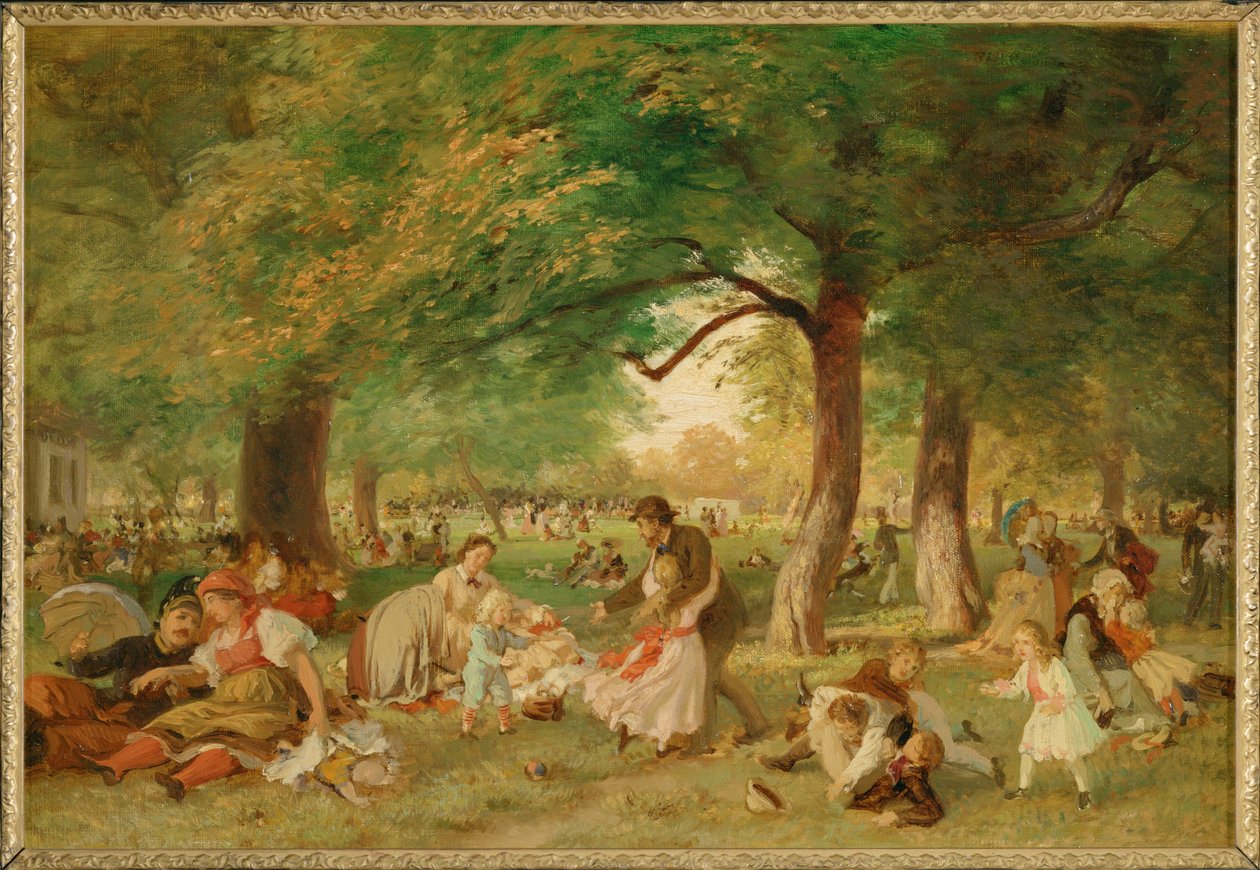 Nachmittag im Prater - En eftermiddag i Prater ... (maleri på lærred) af Ferdinand Julius Wilhelm Laufberger