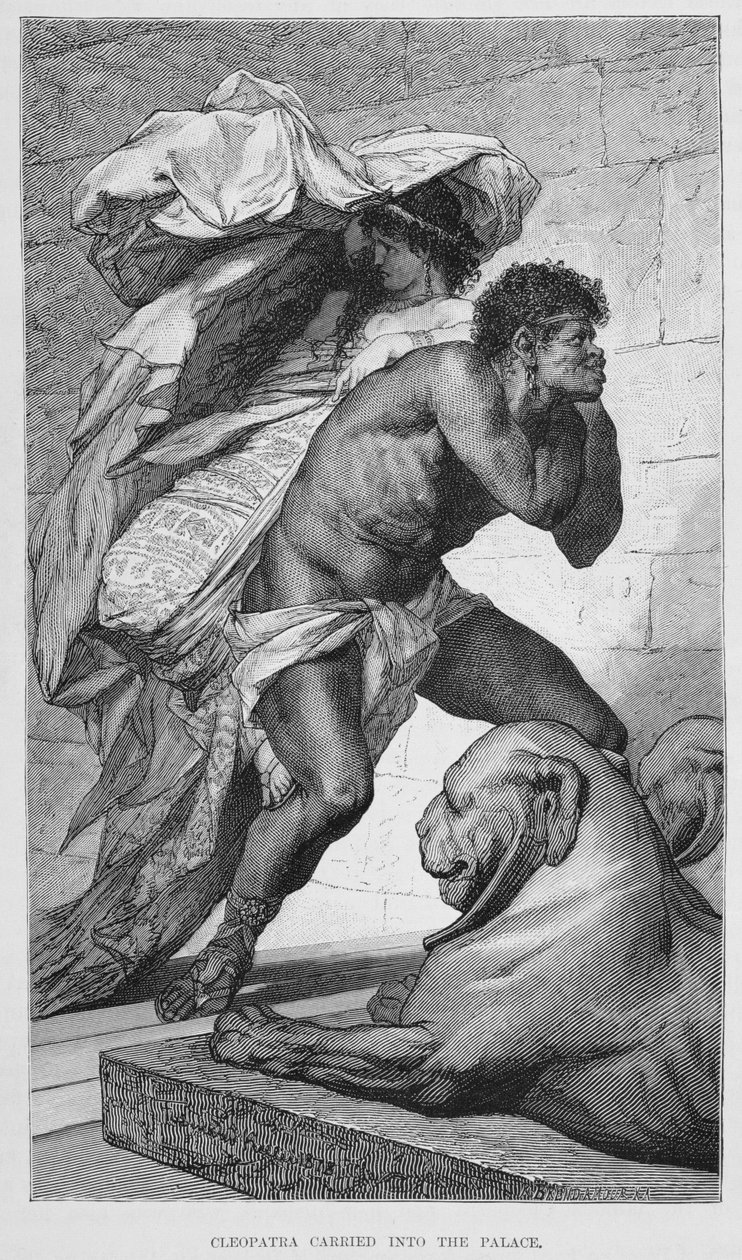 Cleopatra båret ind i paladset, 1800-tallet af Ferdinand Keller