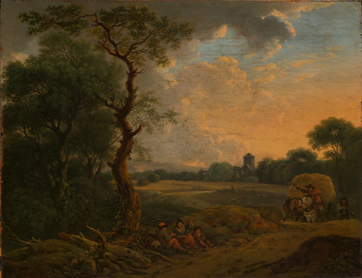 Aftenlandskab med høvogn af Ferdinand Kobell