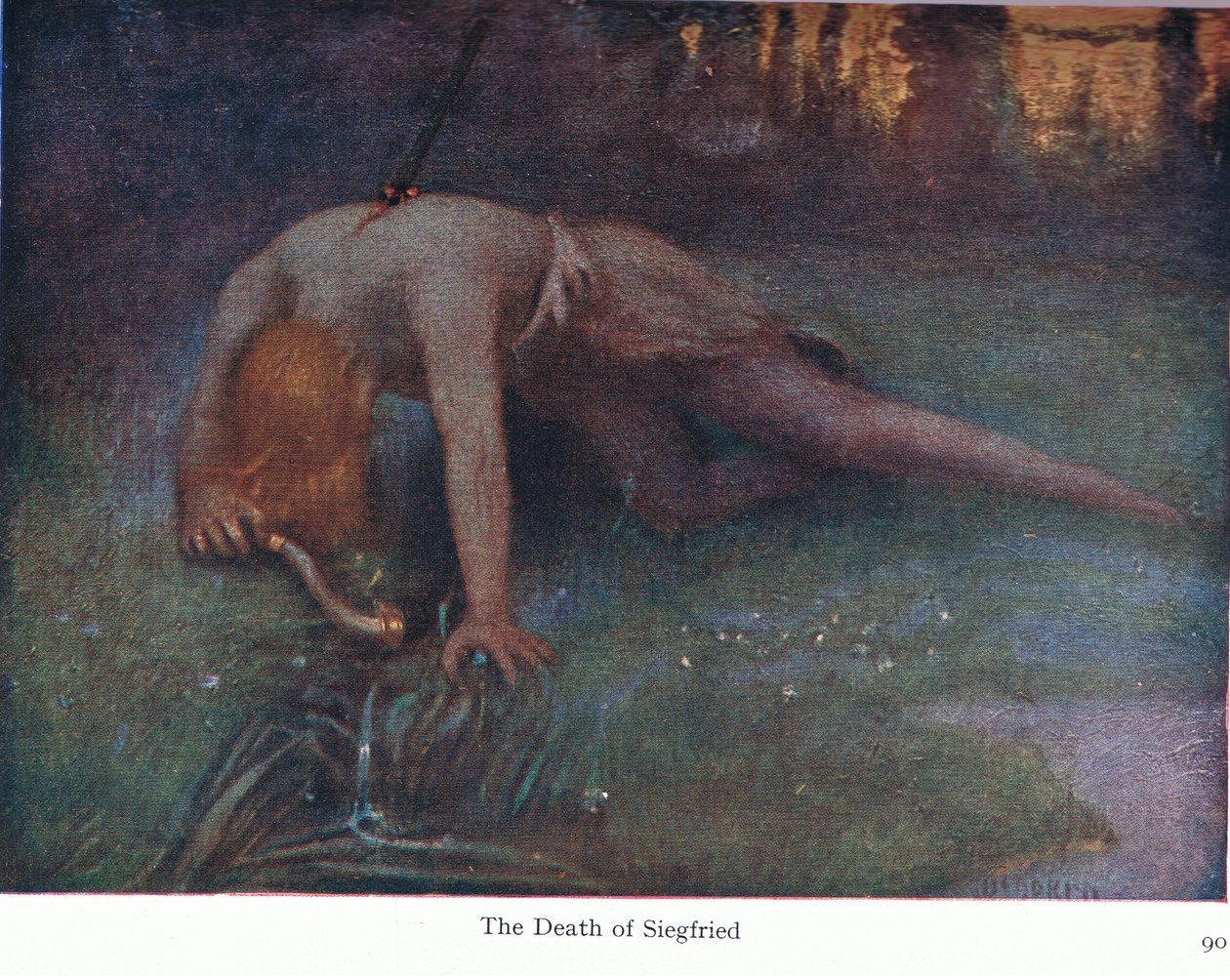 Siegfrieds død, illustration fra The Stories of Wagner