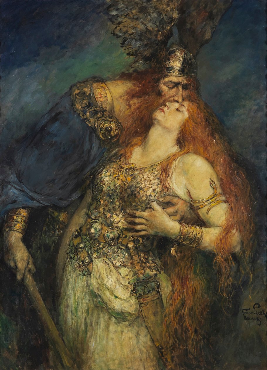 Wotans farvel til Brunhilde, ca. 1910. af Ferdinand Leeke