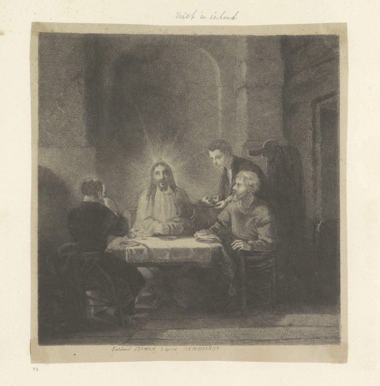 Maaltijd te Emmaus Samling af 85 originale tryk (serietitel) af Ferdinand Lehman