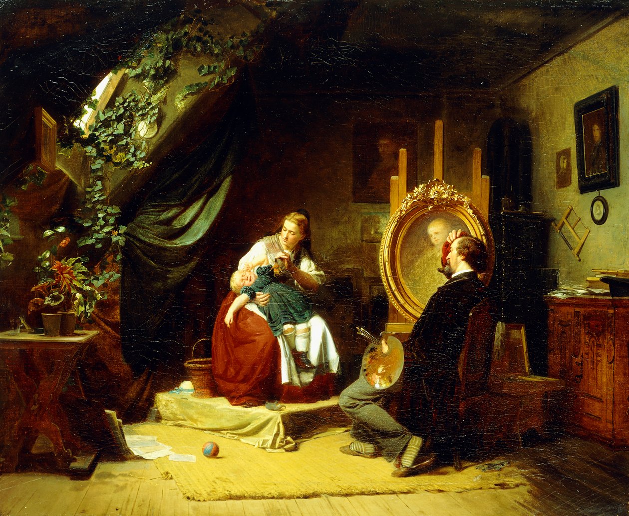 Den rastløse lille sidder, ca. 1860-69 af Ferdinand Meyer Wismar