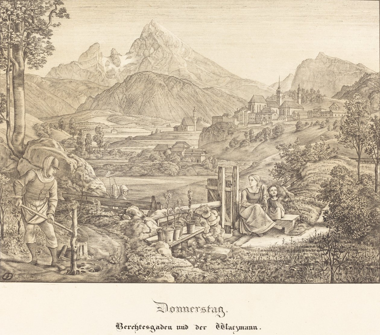 Torsdag - Berchtesgaden og Watzmann-bjerget (torsdag - Berchtesgaden og Watzmann-bjerget) af Ferdinand Olivier