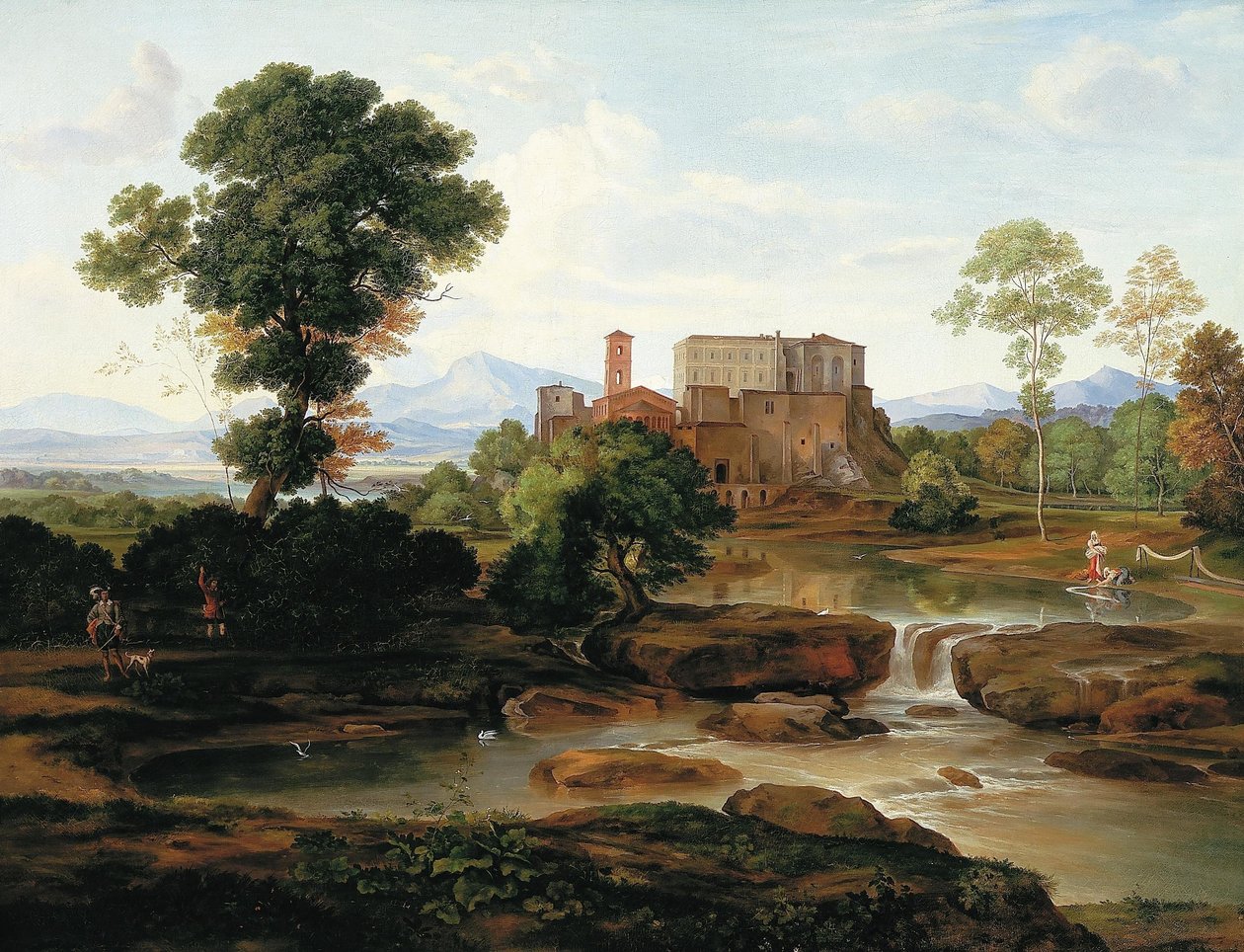 Ideelt italiensk landskab. af Ferdinand Olivier