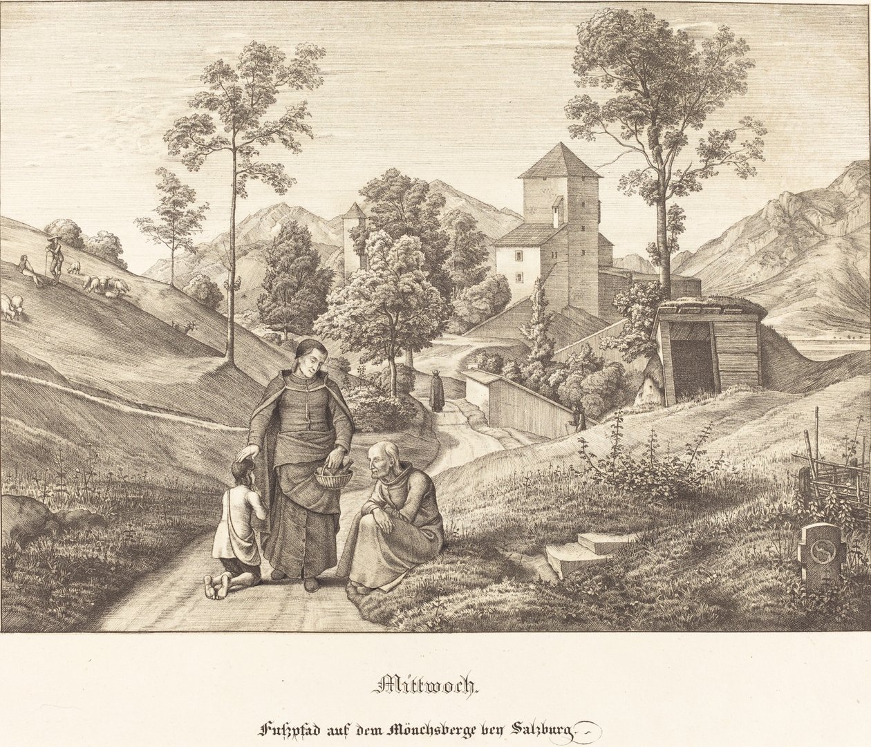 Onsdag - Gangsti på Mönchsberg-bugten Salzburg (onsdag - Gangsti på Mönchsberge nær Salzburg) af Ferdinand Olivier