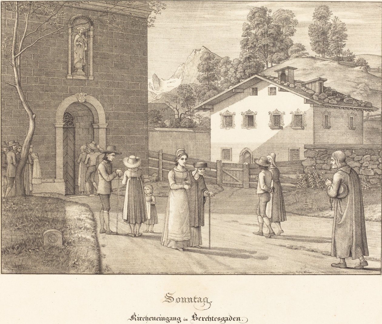 Søndag - Går til kirke ved Berchtesgaden af Ferdinand Olivier