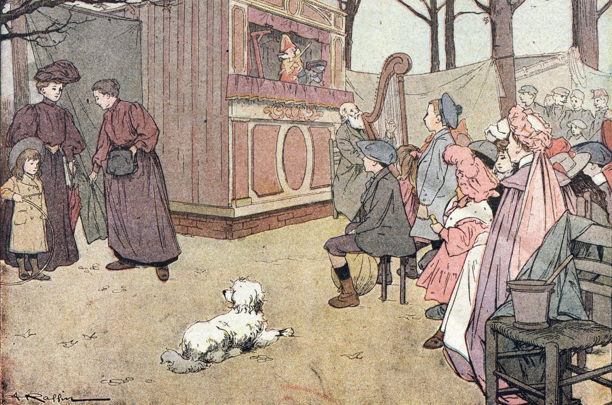 Skørt teater, i Imagier of childhood, ca. 1900 (gravering) af Ferdinand Raffin