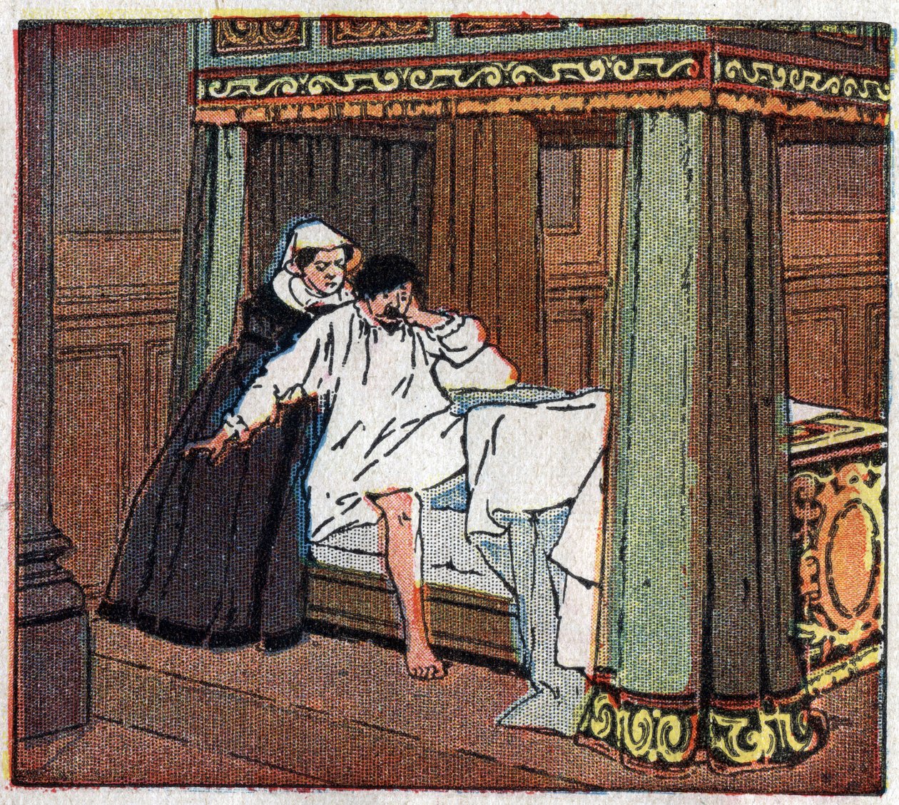 Frankrigs historie: Kongen af Frankrig Charles IX (1550-1574) anger for at have udtalt ordren om massakren på Saint Barthelemy. i "Histoire de France lært ved billede og direkte observation. Forberedende kursus og første år af elementer C af Ferdinand Raffin