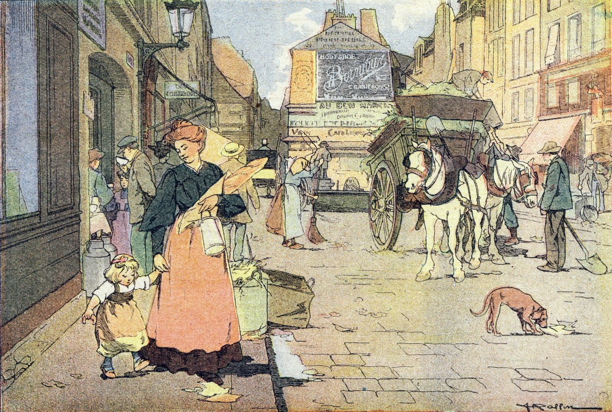 Morgen, i barndommens billedbog, ca. 1900 (gravering) af Ferdinand Raffin
