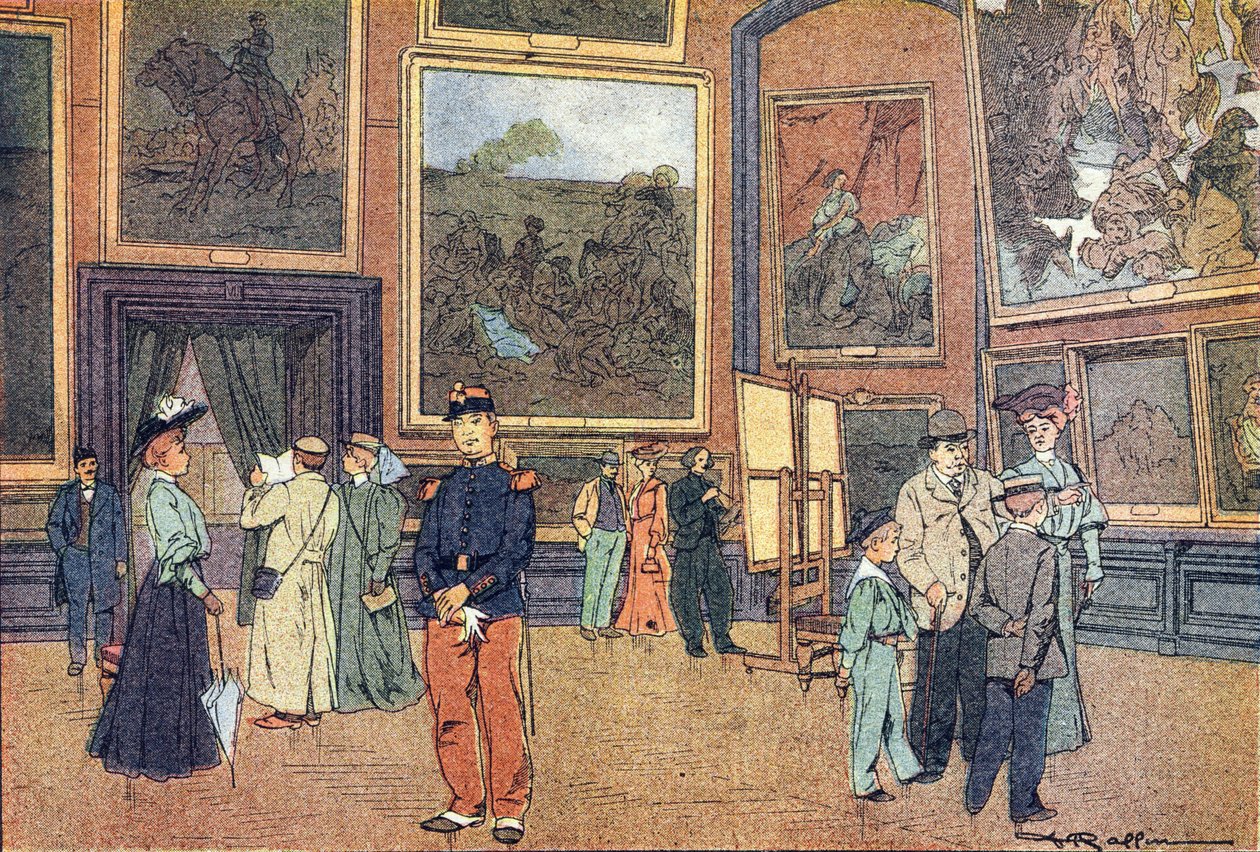 Louvre-museet, i billedbog om barndommen, ca. 1900 (gravering) af Ferdinand Raffin