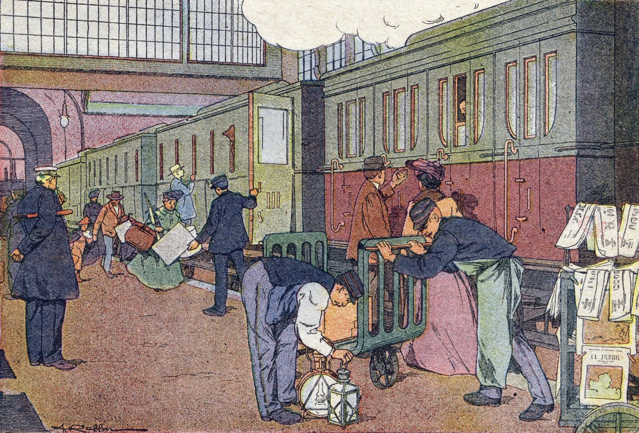 Stationen, i barndommens billedbog, ca. 1900 (gravering) af Ferdinand Raffin