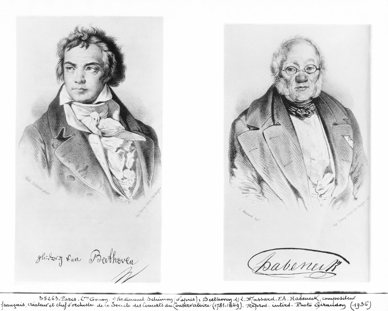 Ludwig van Beethoven (1770-1827) og Francois-Antoine Habeneck (1781-1849) af Ferdinand Schimon