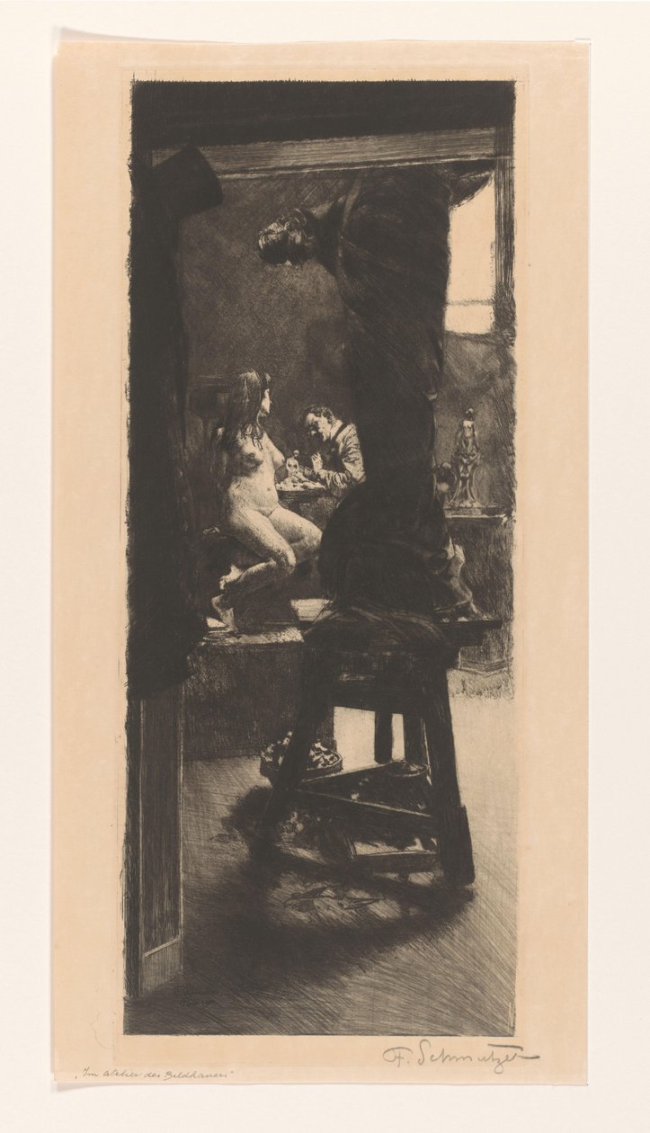 I billedhuggerens atelier (original titel på objektet) af Ferdinand Schmutzer (signed by artist)