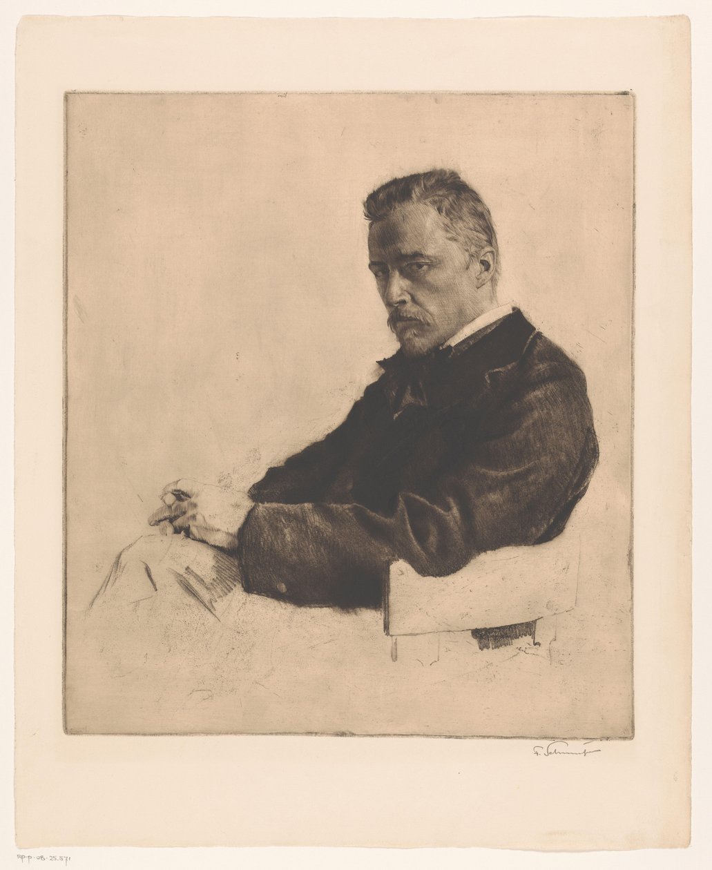 Portræt af Hugo Wolf af Ferdinand Schmutzer (signed by artist)