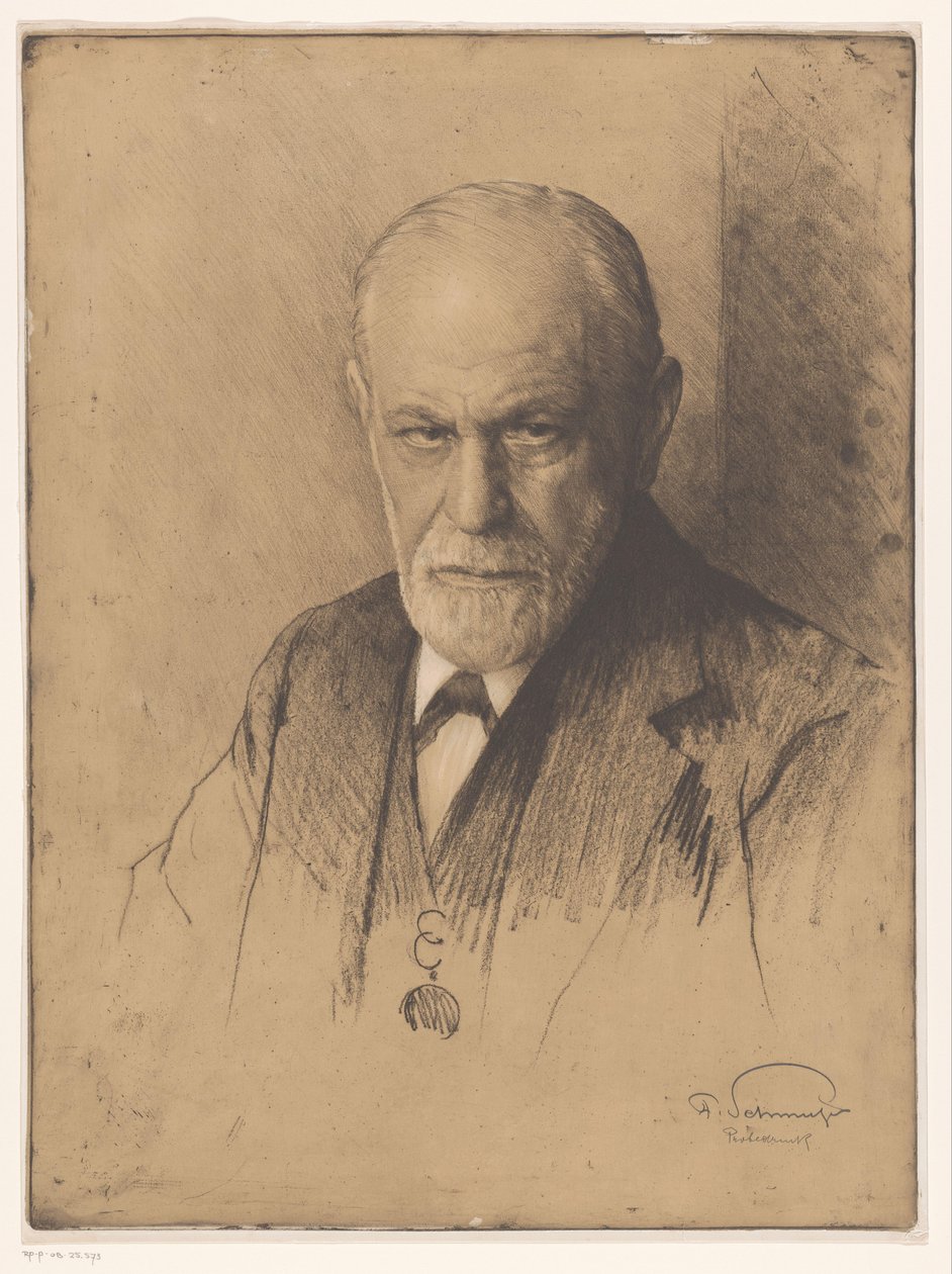 Portret af Sigmund Freud af Ferdinand Schmutzer (signed by artist)