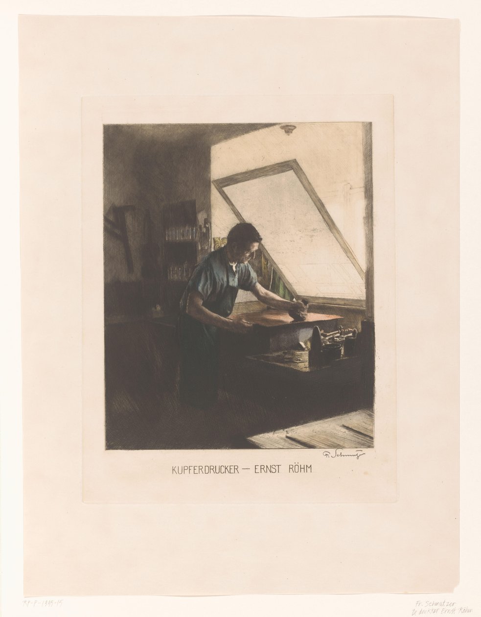 Portræt af trykkeren Ernst Röhm Kobberprinter - Ernst Röhm (titel på objekt) af Ferdinand Schmutzer (signed by artist)