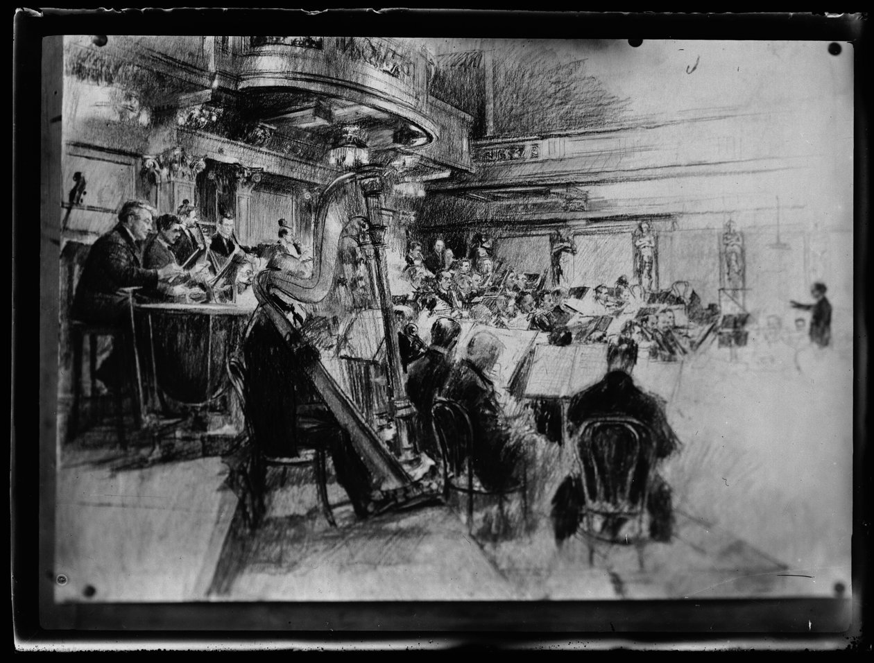 Orkesterprøve med det wienske medlem af et filharmonisk orkester af Ferdinand Schmutzer
