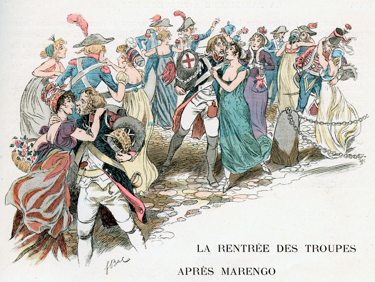 De franske troppers tilbagevenden fra Marengo, 1800, c1870-1950 af Ferdinand Sigismund Bac