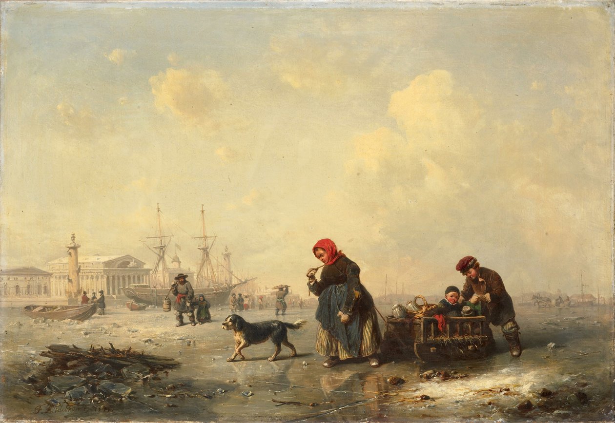 Neva i Sankt Petersborg om vinteren, 1844 af Ferdinand Theodor Hildebrandt