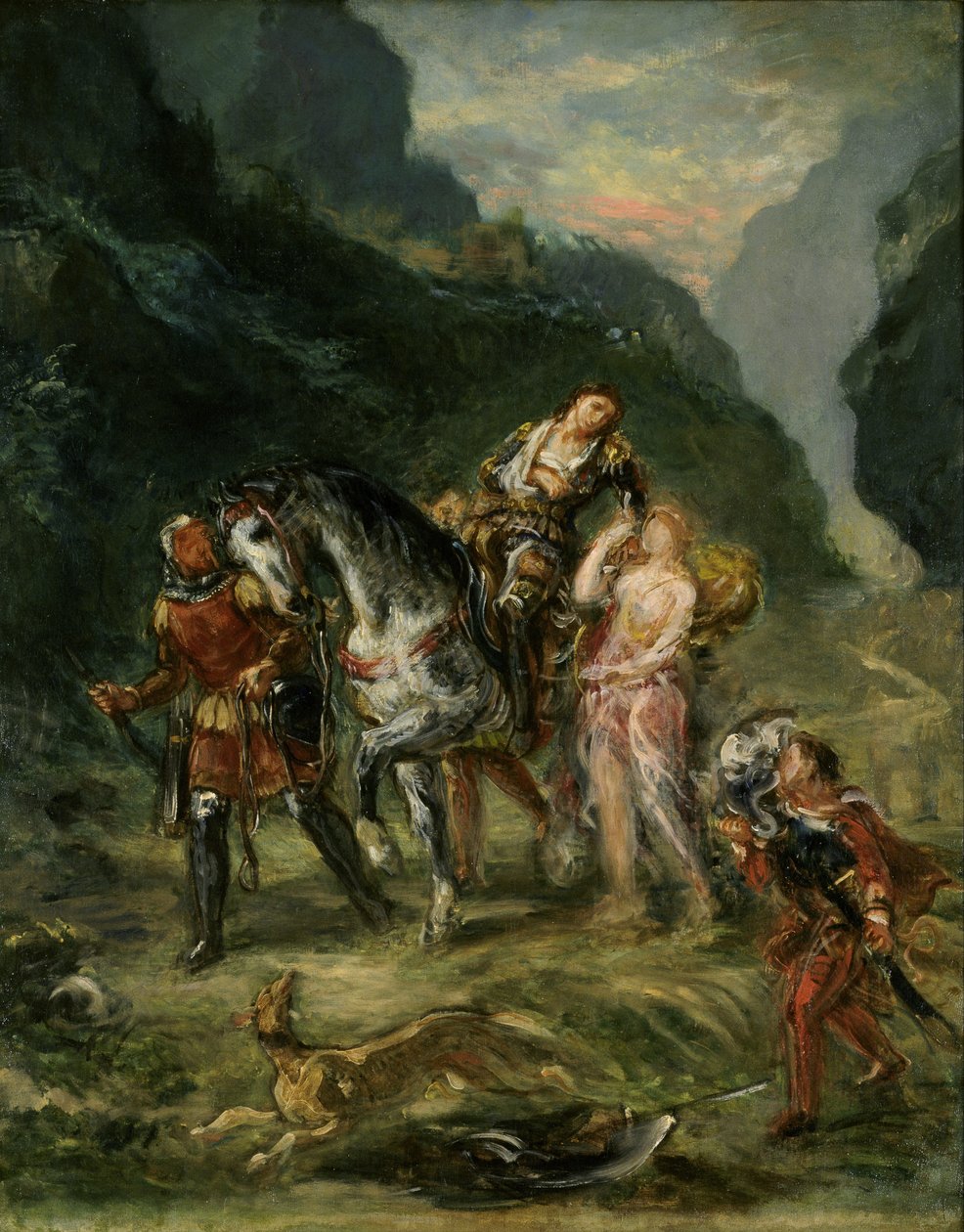Angelica og den sårede Medoro, ca 1860 af Ferdinand Victor Eugene Delacroix