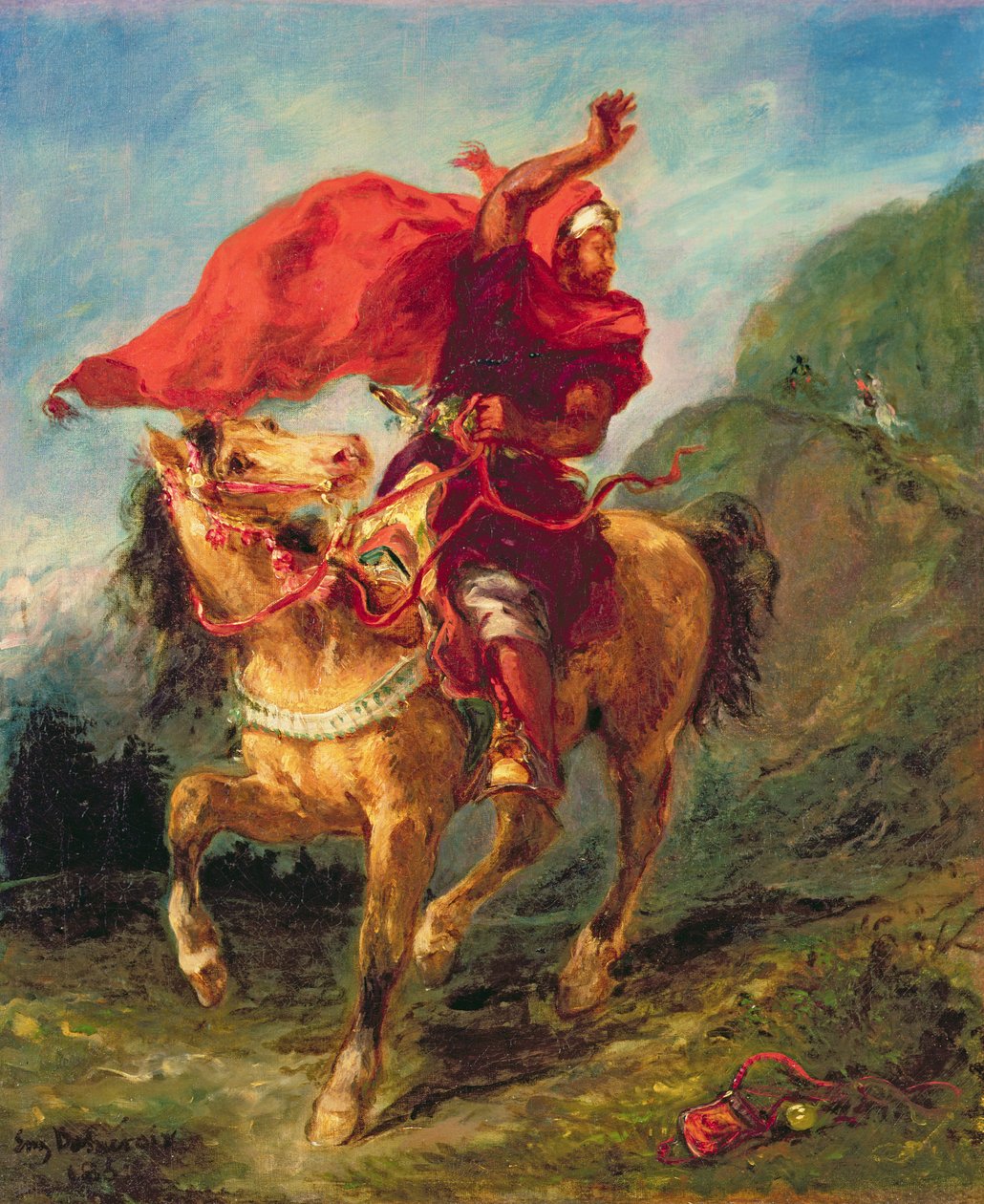 Arabisk rytter giver et signal af Ferdinand Victor Eugene Delacroix