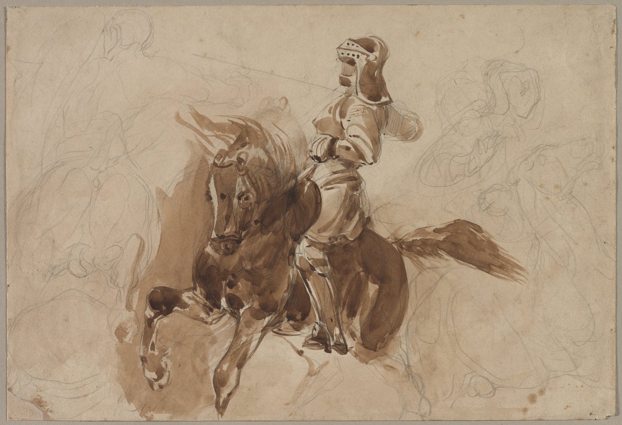 Panserfigur på hesteryg recto, ca. 1828. af Ferdinand Victor Eugene Delacroix