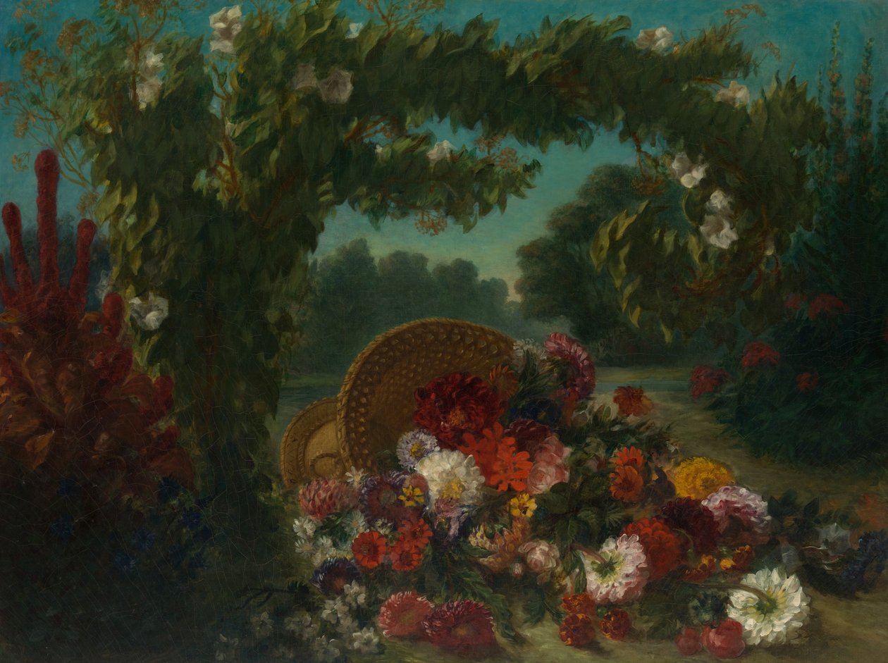 Kurv med blomster, 1848-49 af Ferdinand Victor Eugene Delacroix