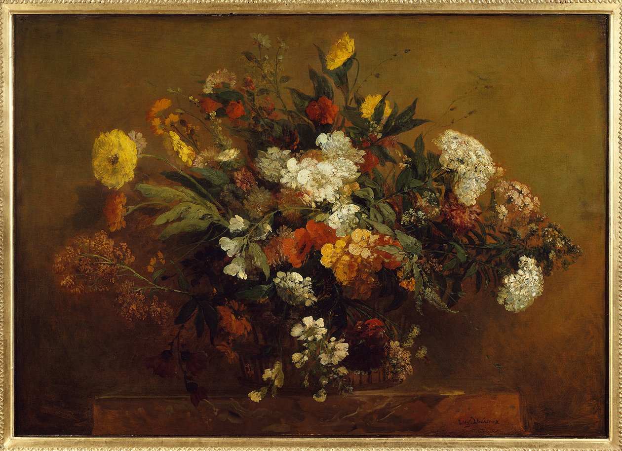 Buket blomster. Maleri af Eugene Delacroix (1798-1863) af Ferdinand Victor Eugene Delacroix