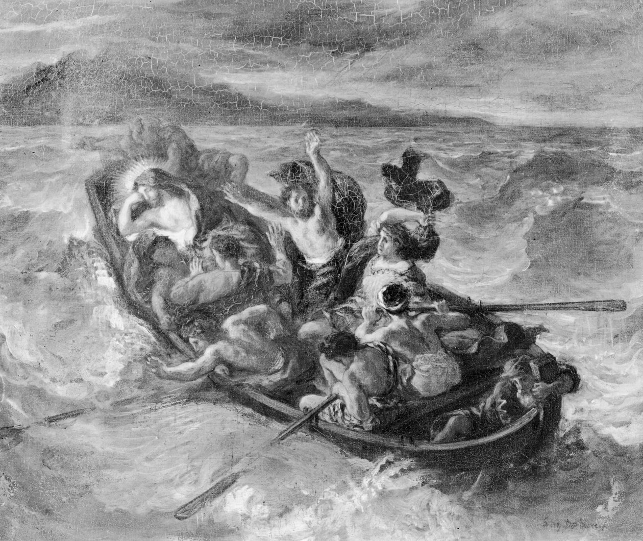 Kristus ved Galilæas Sø, 1853 (bw-foto) af Ferdinand Victor Eugene Delacroix