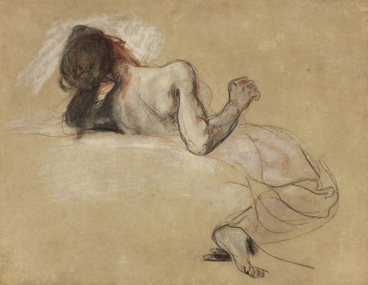 Krøjende kvinde, 1827 af Ferdinand Victor Eugene Delacroix