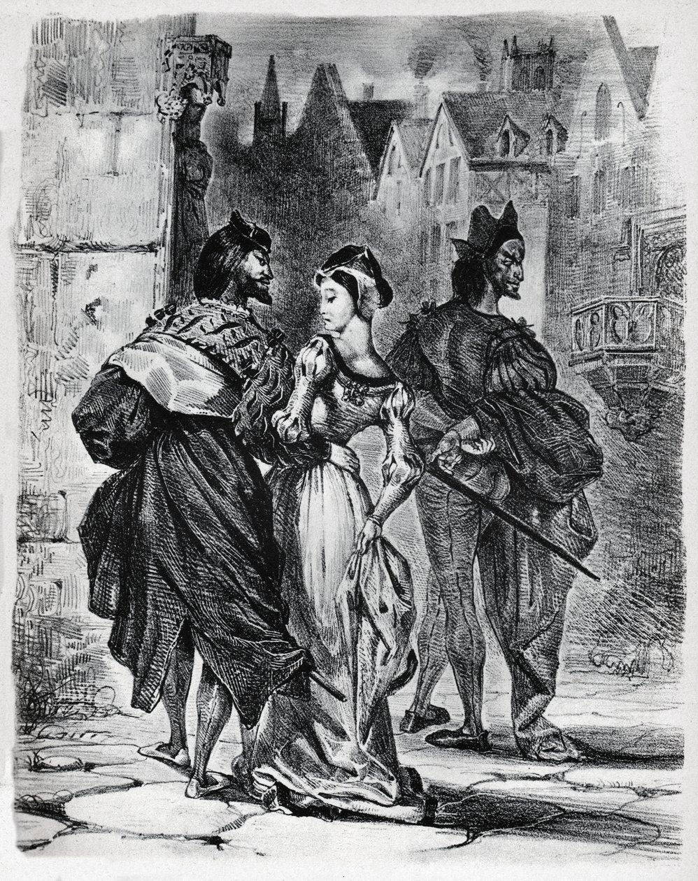 Faust, Gretschen og Mephistopheles af Ferdinand Victor Eugene Delacroix