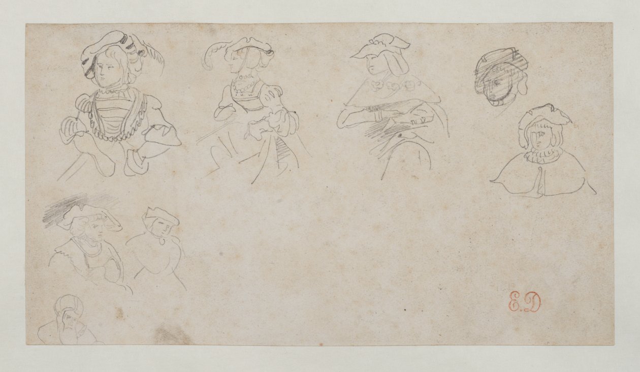 Figurstudier, ca. 1800-1899 (grafit på vævet papir) af Ferdinand Victor Eugene Delacroix