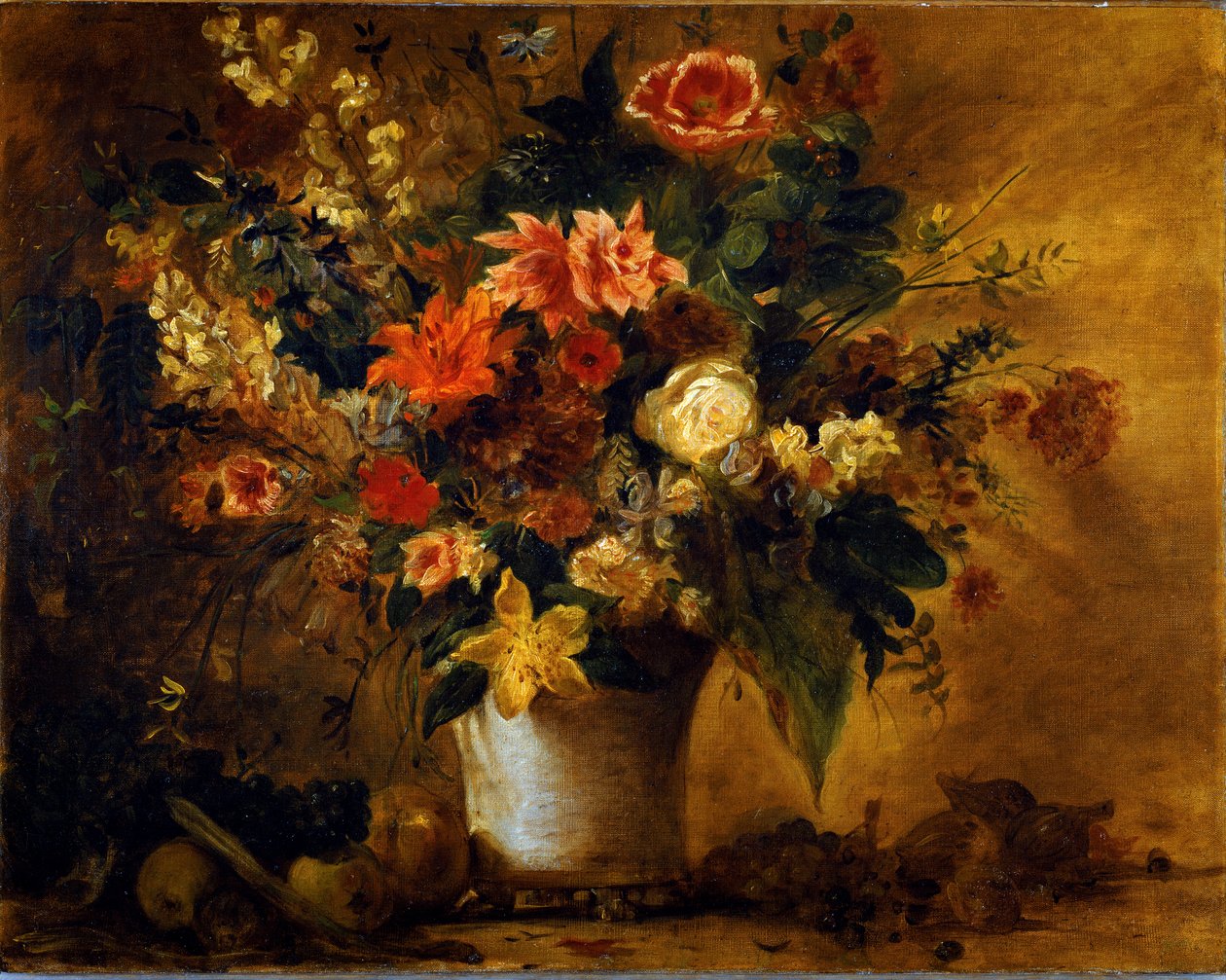 Blomster og frugter Buket blomster i en vase af gres. Maleri af Eugene Delacroix (1798-1863) 1843 ca. Sol. 74x93 cm Vienna Kunsthistorisches Museum, Neue Gallery af Ferdinand Victor Eugene Delacroix