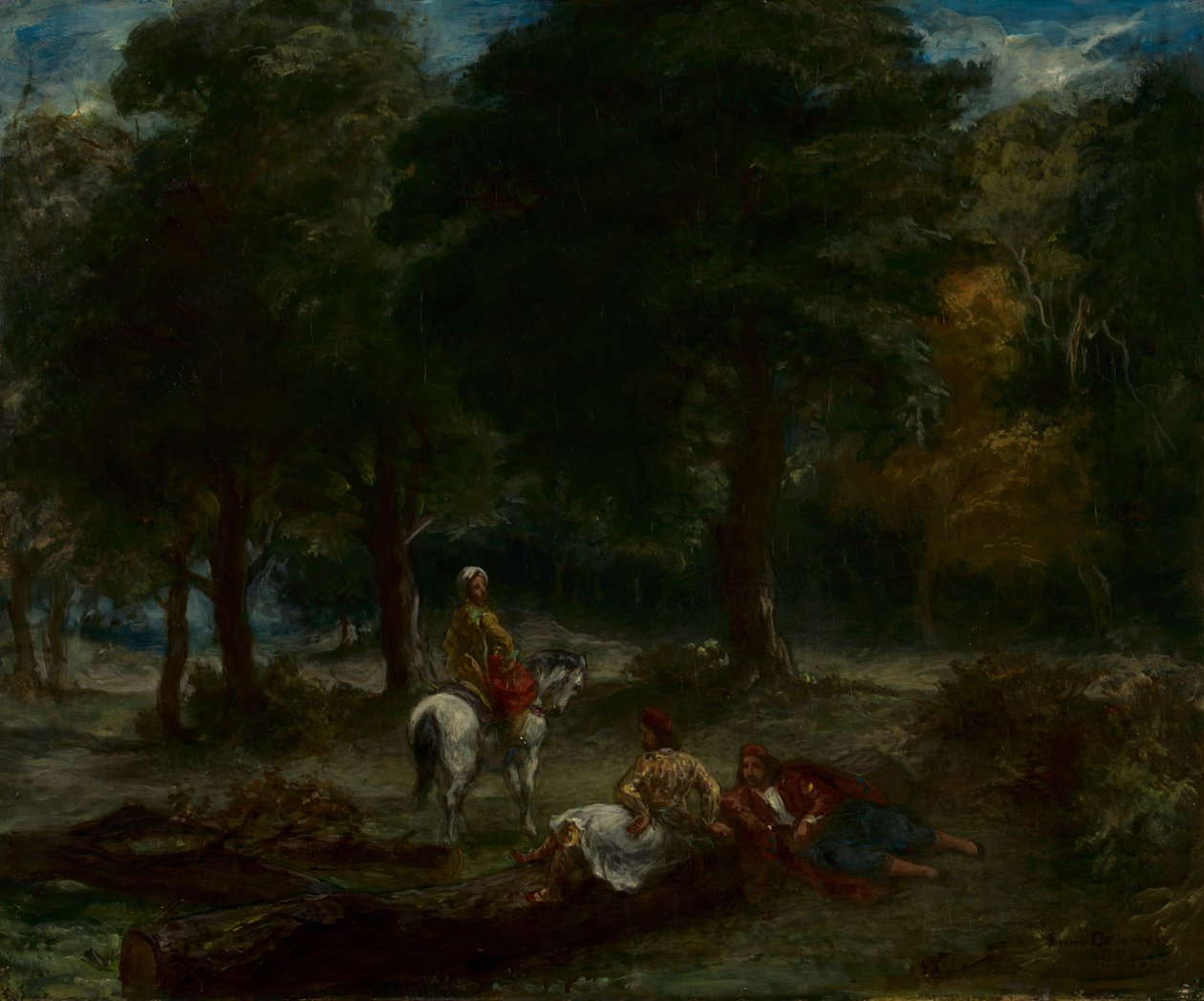 Græske kavalerimænd hviler i skoven, 1858 af Ferdinand Victor Eugene Delacroix