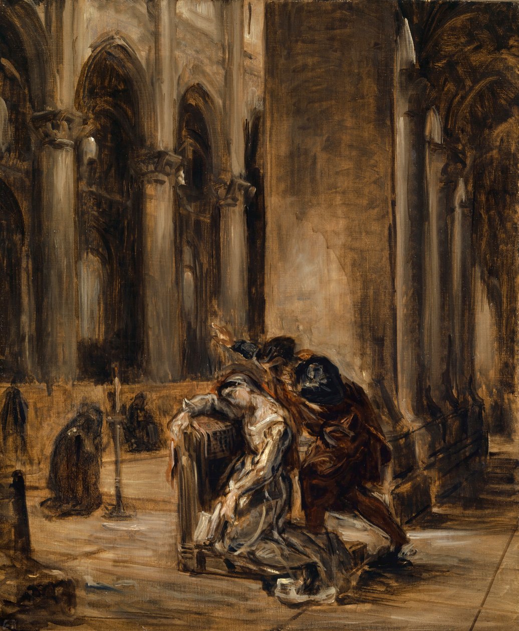 Gretchen i katedralen, ca. 1850 af Ferdinand Victor Eugene Delacroix