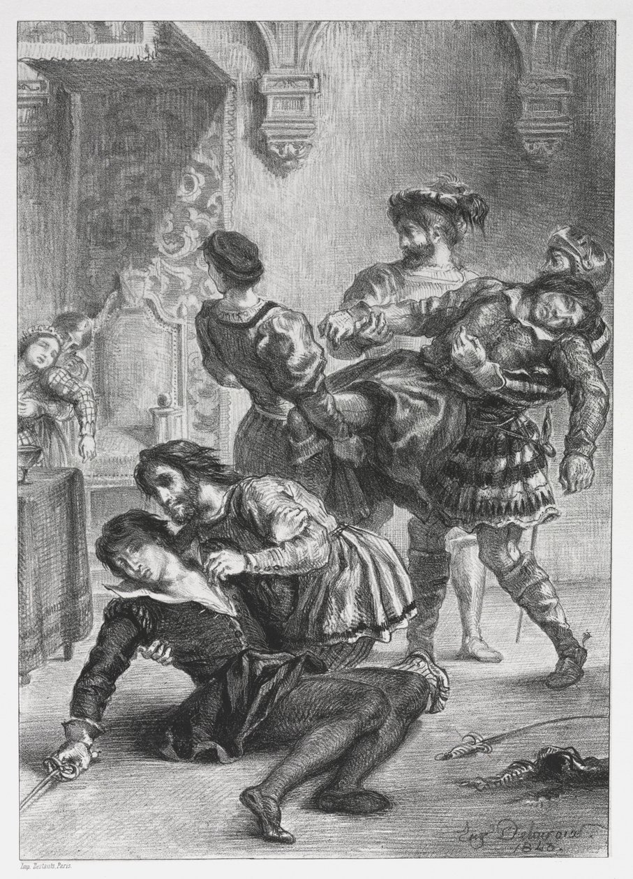 Hamlet: Hamlets død, 1843. af Ferdinand Victor Eugene Delacroix