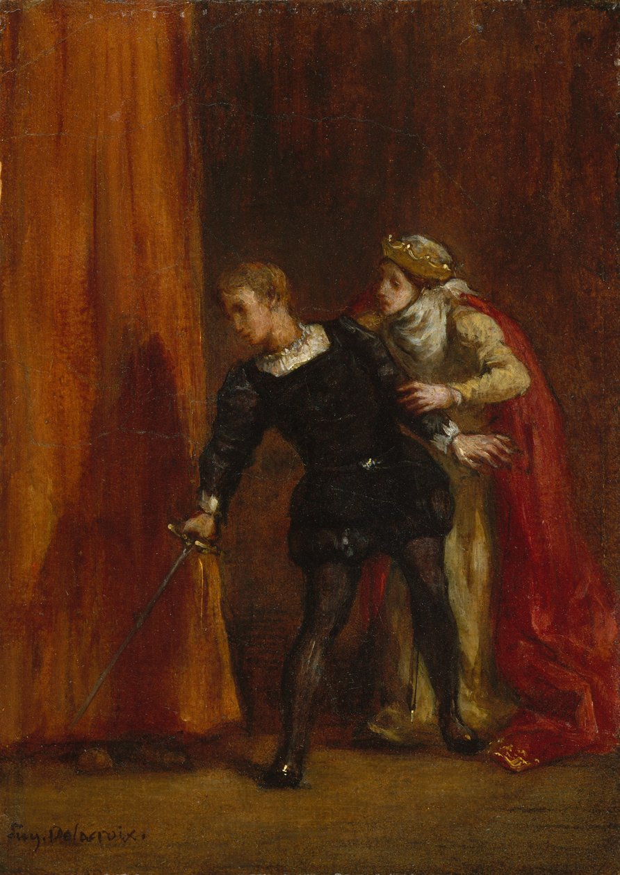 Hamlet og hans mor, 1849 af Ferdinand Victor Eugene Delacroix