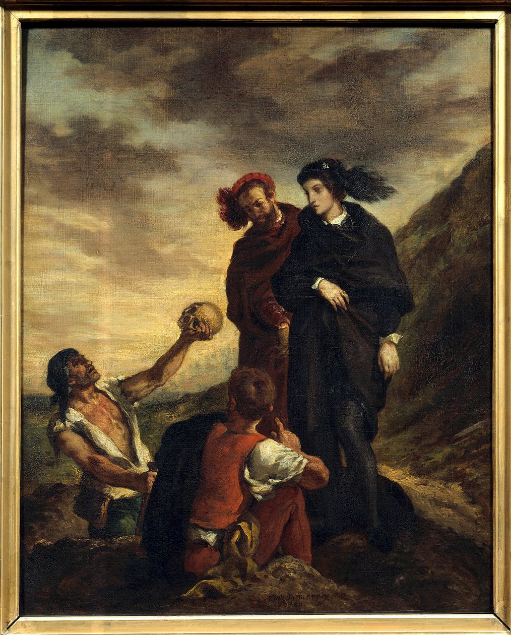 Hamlet og Horatio på kirkegården Illustration til V. akt af William Shakespeares værk "Hamlet" (1564-1616). Maleri (Vanite) af Eugene Delacroix (1798-1863) 1839 Dim. 0,81 x 0,65 m Paris. Louvre-museet af Ferdinand Victor Eugene Delacroix